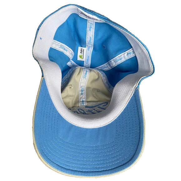Titleist Hat Men's L/XL A-Flex Signature Script Cap Beige & Light Blue Golf Hat - Picture 7 of 11